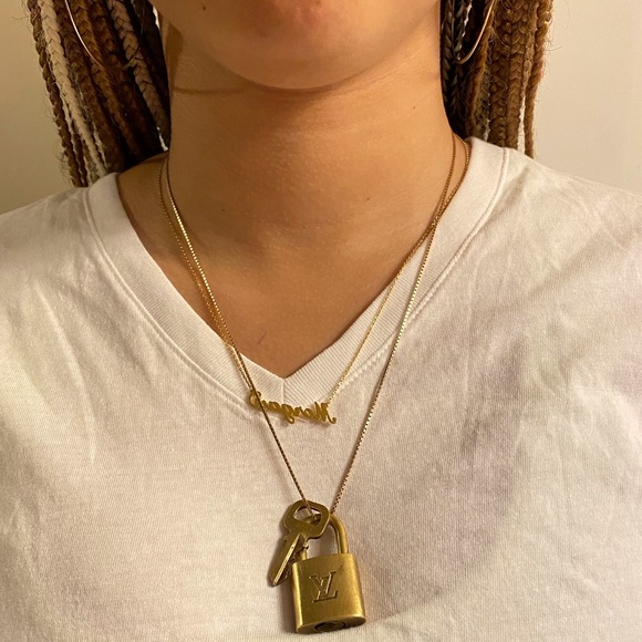 LOUIS VUITTON Lock & Key w/14K Gold Necklace - Picture 8 of 8